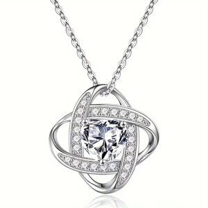 Elegant Silver Necklace with Crystal Pendant